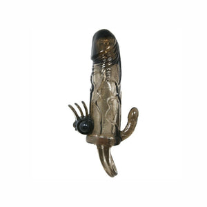 Baile – Couvre-pénis brave man avec stimulation clito et anal double bullet noir 16.5 cm