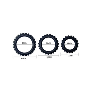Baile – Titan, set de 3 cockrings en silicone noir (2,8 / 2,4 / 1,9 cm)