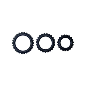 Baile – Titan, set de 3 cockrings en silicone noir (2,8 / 2,4 / 1,9 cm)