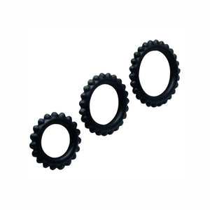 Baile – Titan, set de 3 cockrings en silicone noir (2,8 / 2,4 / 1,9 cm)