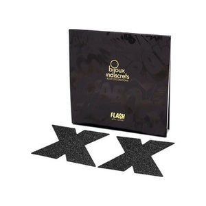 Bijoux Indiscrets – Flash, caches-tétons croix pailletés noirs