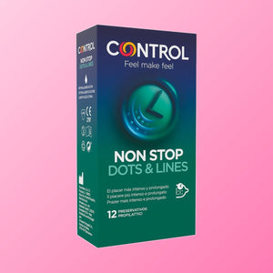 Control – Nonstop Dots & Lines, préservatifs texturés retardants (boîte de 12)