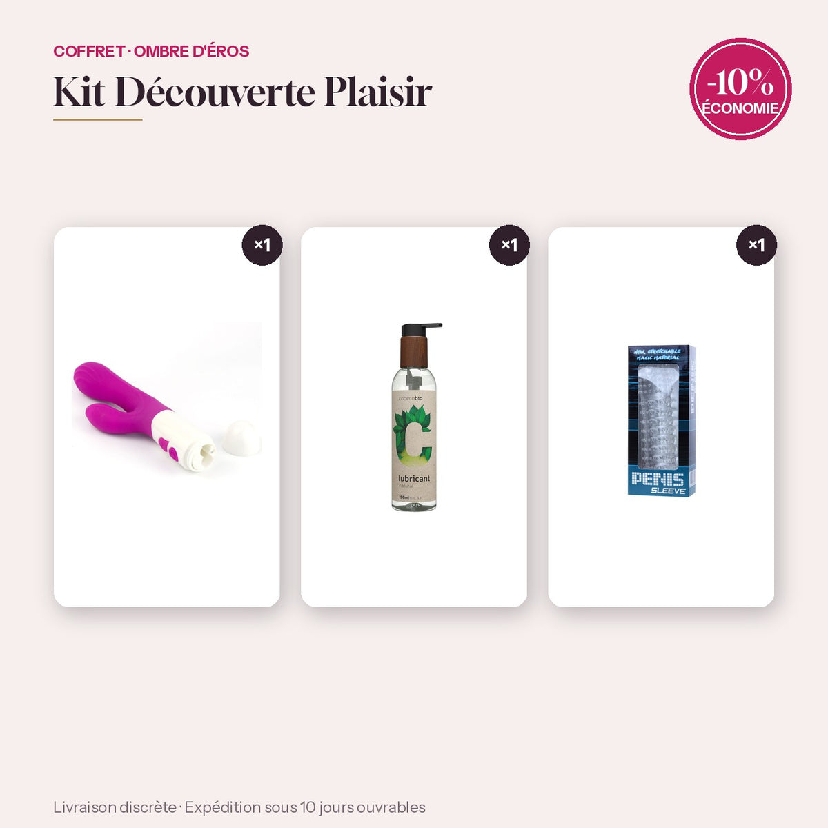 Kit Découverte Plaisir – Vibro + Lubrifiant + Gaine (-10%)