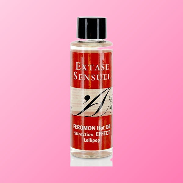 Extase Sensual – Huile de massage chauffante aux phéromones, sucette (100 ml)