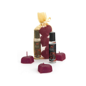 Extase Sensual – Nuits de Soie, coffret bougies pétale de rose et gel fraise
