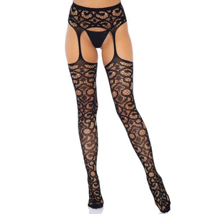 Leg Avenue – Scroll dentelle jarratière bas taille unique