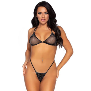 Leg Avenue – Haut de bikini résille et g-string taille unique