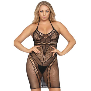 Leg Avenue – Mini robe multi filet taille unique - blanc