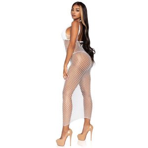 Leg Avenue – Robe maxi en filet torsadé taille unique blanc