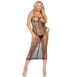 Leg Avenue – Robe maxi en filet horizontal taille unique