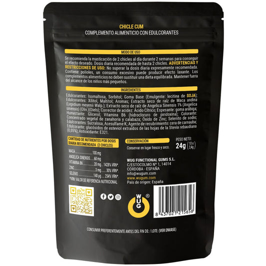 WUG SEX SENSE - CUM CHICLE AUMENTADOR DE EYACULACION &amp; SABOR A PLATANO DEL SEMEN 10 UNIDADES