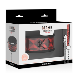 Begme – Collier en cuir végan premium édition rouge avec doublure en néoprène