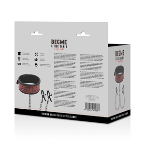 Begme – Collier édition rouge avec pinces télémon avec doublure en néoprène