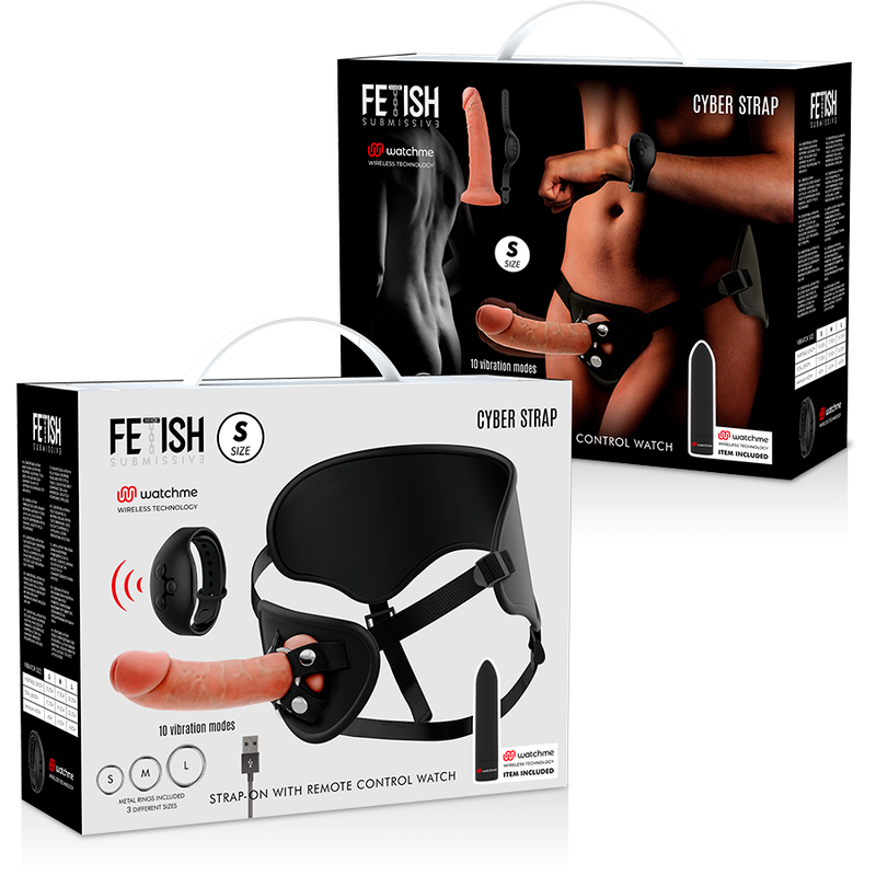 FETISH ONDERWORPEN CYBERBAND - ARNÉS MET DILDO EN BALA CONTROLE AFSTANDSBEDIENING TECNOLOGÍA WATCHME S