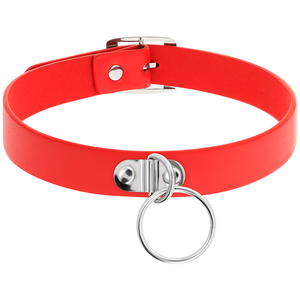Coquette Chic Desire – Collier cuir vegan rouge femme accessoire fétiche