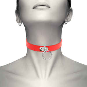 Coquette Chic Desire – Collier cuir vegan rouge femme accessoire fétiche