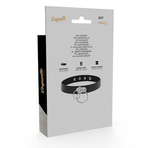 Coquette Chic Desire – Ras de cou double anneau en cuir végan