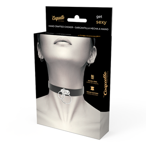 Coquette Chic Desire – Ras de cou double anneau en cuir végan