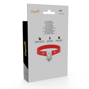 Coquette Chic Desire – Collier en cuir vegan rouge avec accessoire coeur avec cl?
