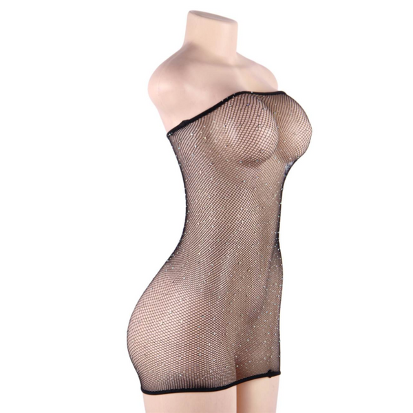 Queen Lingerie – Robe résille avec strass S/L