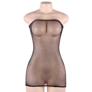 Queen Lingerie – Robe résille avec strass S/L
