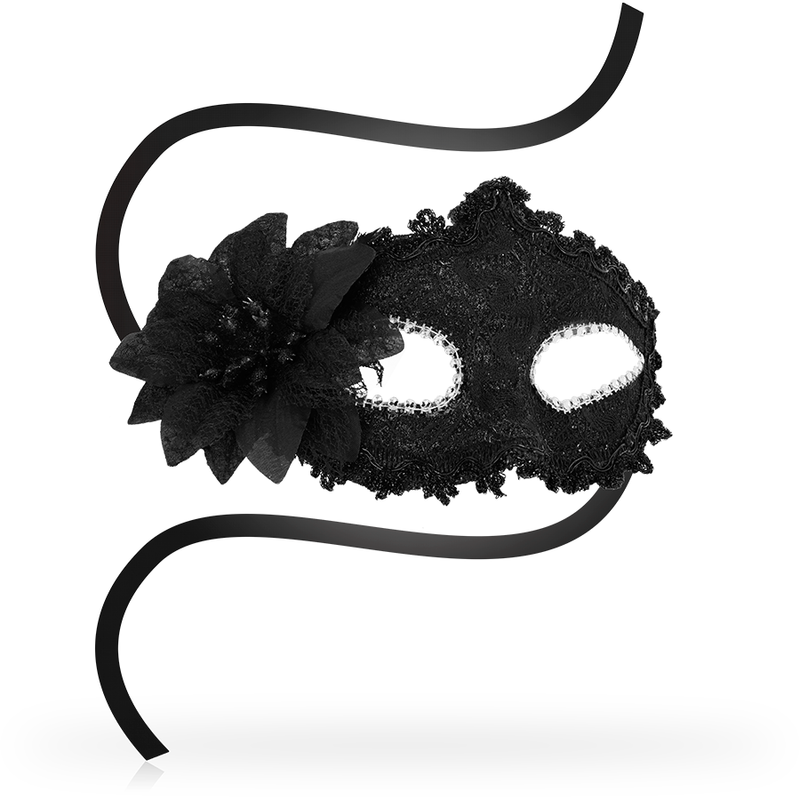 OHMAMA - MASKERS ANTIZAZ ESTILO VENECIANO FLOR ZIJDIG - NEGRA