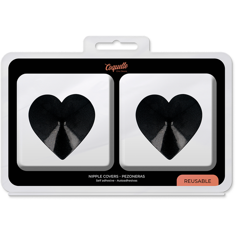COQUETTE CHIC DESIRE - CUBRE PEZONES METALEN CORAZONES NEGEN