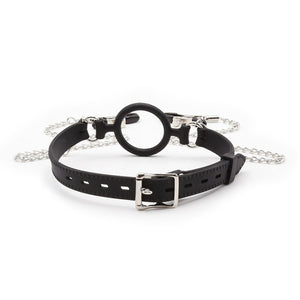Ohmama Fetish – Ring gag avec chaînes et pinces à télénols