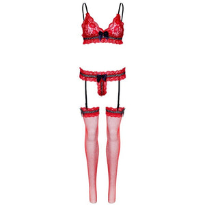 Leg Avenue – Ensemble trois pièces taille unique - rouge