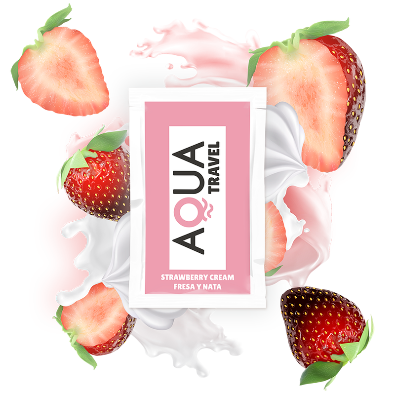 Aqua Travel – Lubrifiant à base d'eau saveur crème de fraise 6 ml