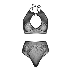Leg Avenue – Ensemble deux pièces halter crop top & thong culotte taille unique