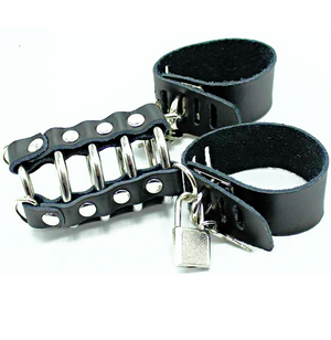 Ohmama Fetish – Cage pénis avec anneaux métalliques et sangle en cuir
