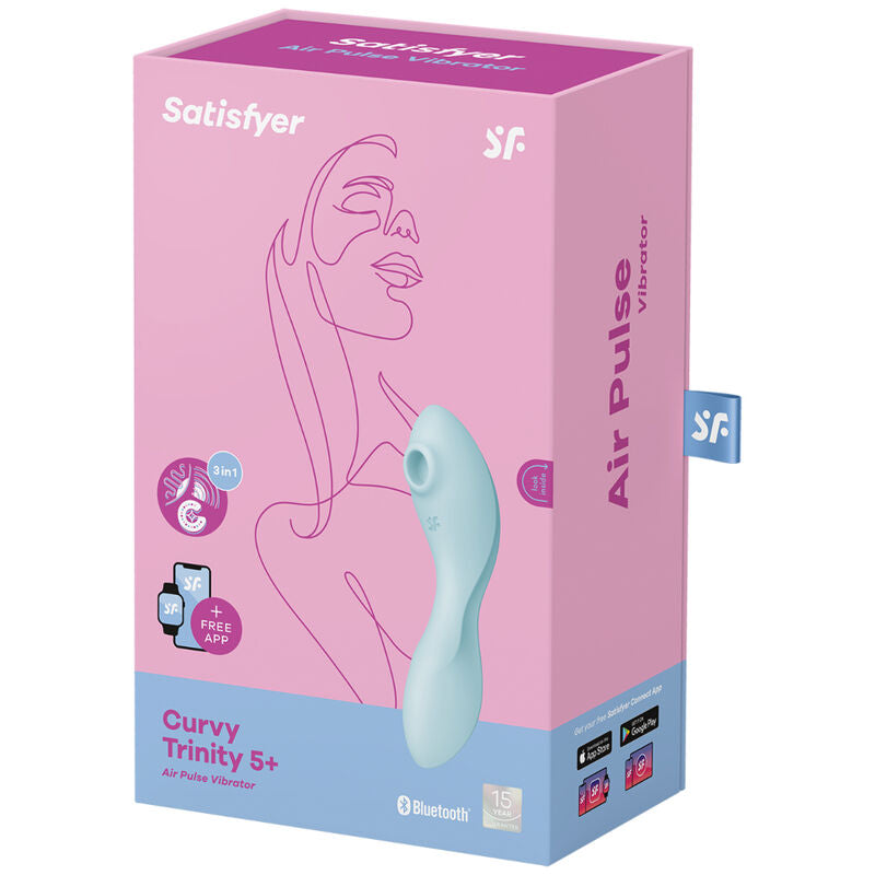 SATISFYER CURVY TRINITY 5 ESTIMULATOR Y VIBRADOR APP - AZUL