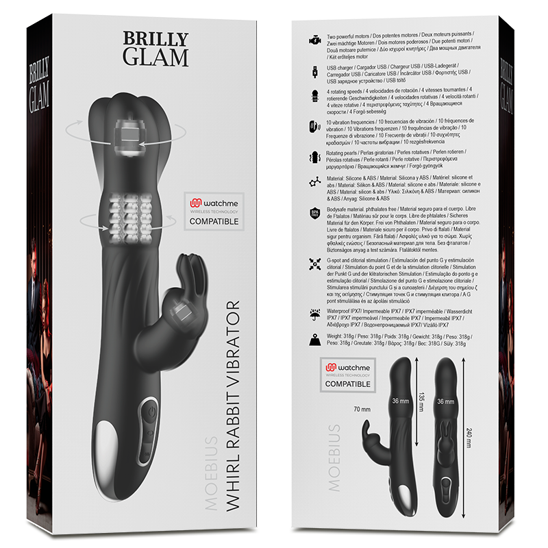 BRILLY GLAM - MOEBIUS RABBIT VIBRATOR &amp; ROTATOR COMPATIBEL MET WATCHME DRAADLOZE TECHNOLOGIE