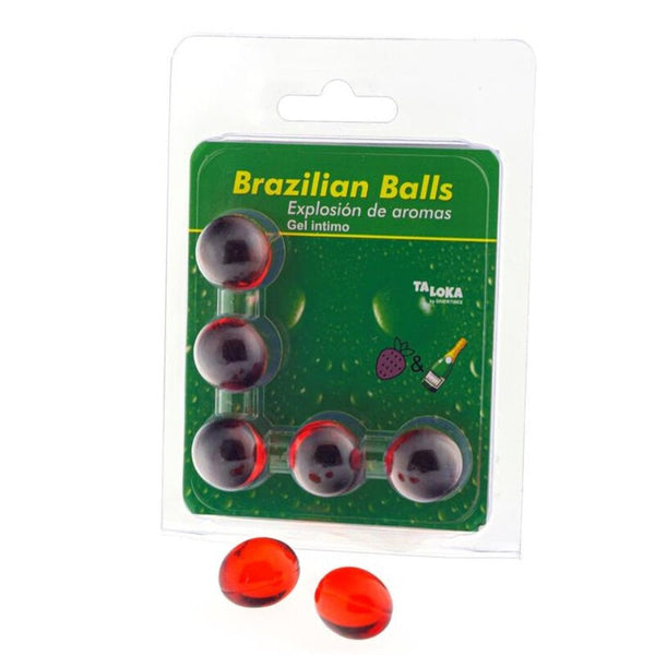 Taloka – 5 boules brésiliennes gel intime fraises & champagne