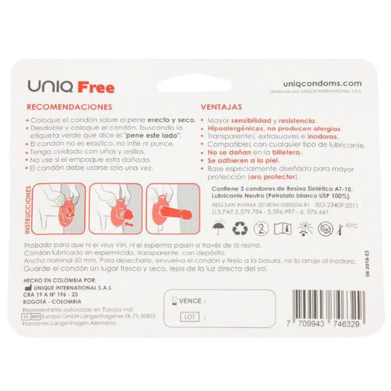 UNIQ - GRATIS PRESERVATIVOS MET ARO PROTECTOR SIN LATEX 3 UNIDADES