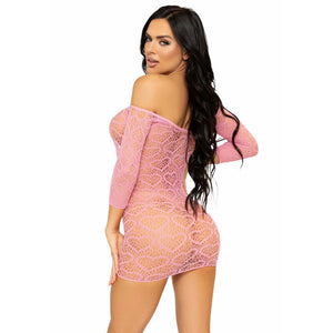 Leg Avenue – Mini robe en filet coeur taille unique - rose