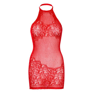 Leg Avenue – Rhinestone halter mini robe taille unique - blanc