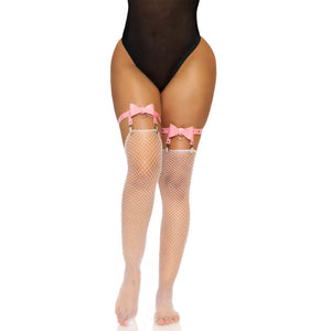 Leg Avenue – Jarratière haute en cuir végétalien taille unique - rose