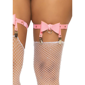 Leg Avenue – Jarratière haute en cuir végétalien taille unique - rose