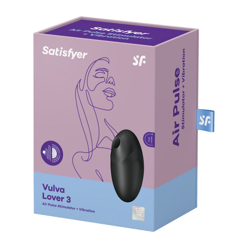 SATISFYER - VULVA LOVER 3 ESTIMULATOR EN VIBRADOR NEGRO
