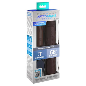 FANTASY X-TENSIONS ELITE 9 INCH SLEEVE VIBRATING 3 INCH PLUG WITH REMOTE BROWN
