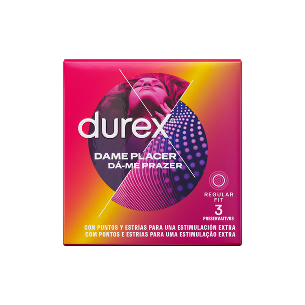 Durex – Dame Placer, condooms met noppen en ribbels (doosje van 3)