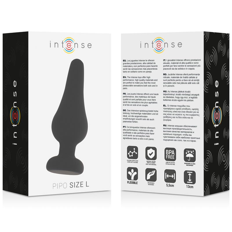 INTENSE - ANAAL PLUG PIPO L SILICONEN ZWART 13 CM