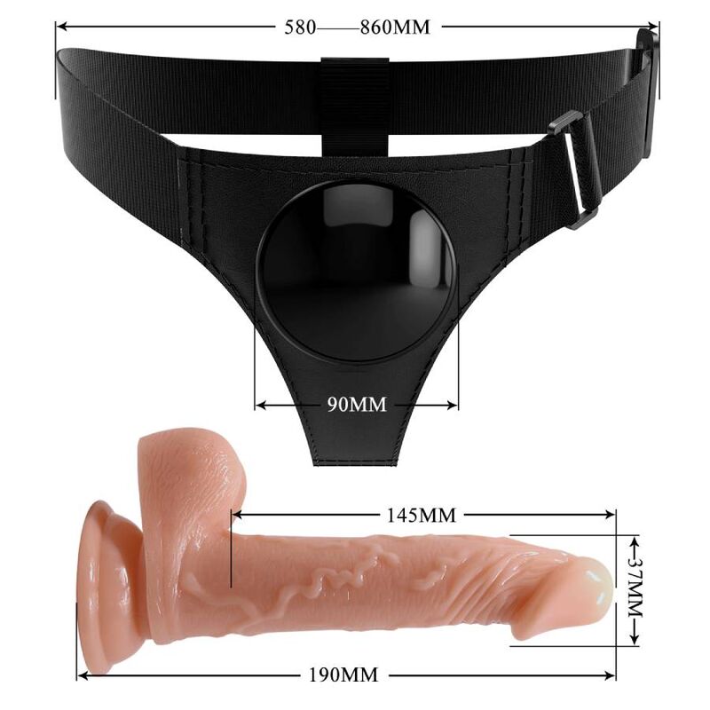PRETTY LOVE - HARNESS BRIEFS ARNÉS UNIVERSAL WITH DILDO KEVIN 19 CM NATURAL
