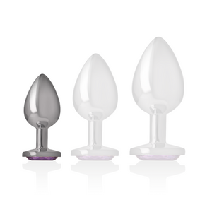Intense – Plug anal en métal aluminium avec cristal violet taille S