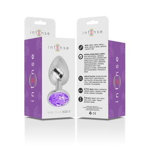 Intense – Plug anal en métal aluminium avec cristal violet taille S