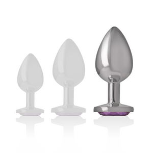 Intense – Plug anal en métal aluminium avec cristal violet taille L
