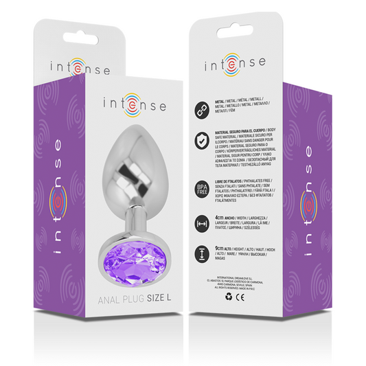 INTENSE - ALUMINUM METAL ANAL PLUG WITH CRYSTAL VIOLETA TALLA L
