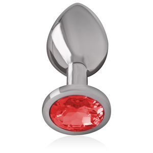 Intense – Plug anal en métal aluminium avec cristal rouge taille S
